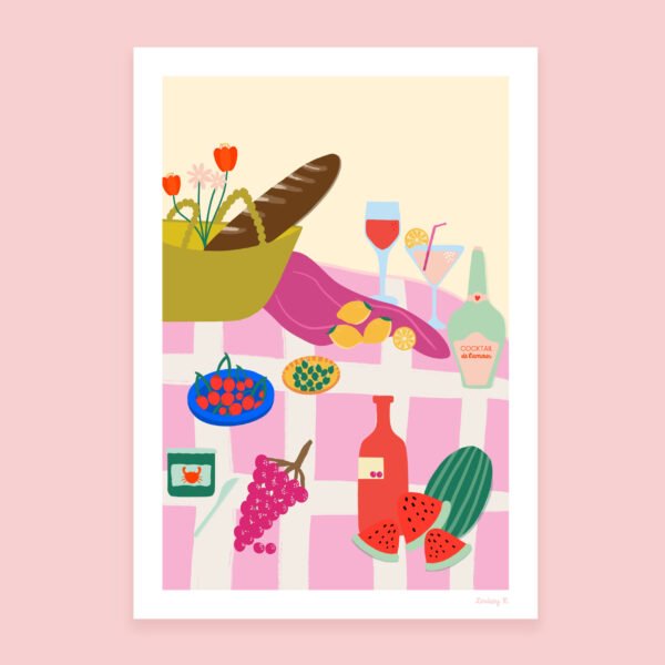 Illustration représentant un pique-nique