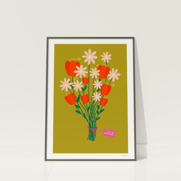 Visualisation de l'illustration bouquet de fleurs dans un cadre