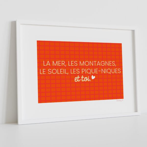 Affiche A6 "La déclaration d'amour" dans un cadre