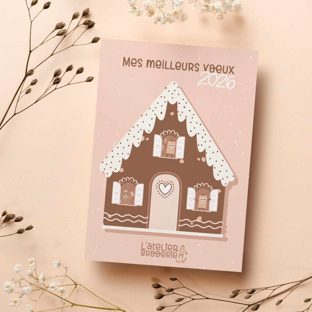 Carte de voeux latelier broderie avec Laura